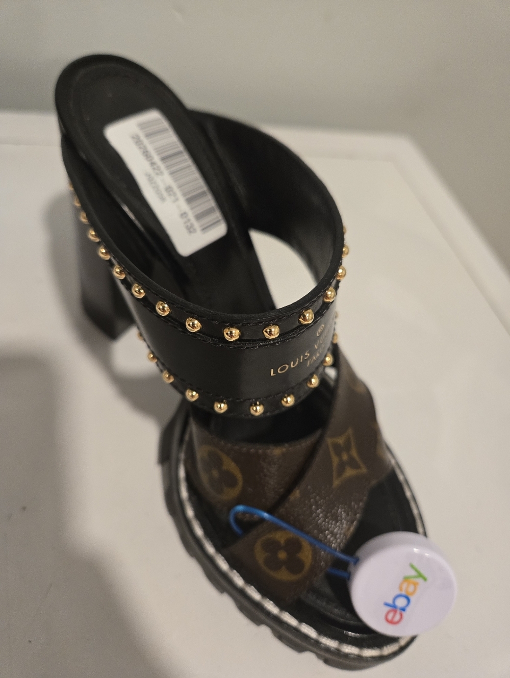Louis Vuitton Black & Brown Monogram Studded Platform Sandals Eu 37.5 - Picture 11 of 13